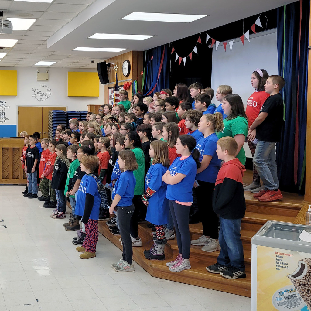 Third and fourth grade sings a holiday concert at the house assembly