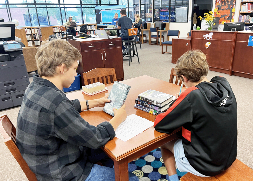 Students research books